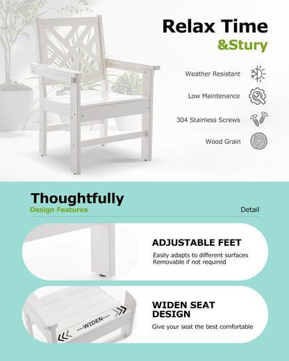 AXMOLM 5 Piece HDPE Outdoor Dining Set for 4, Patio Dining Furniture Set with Umbrella Hole, Outdoor Table and Chairs for Garden, Poolside, Backyard, Deck