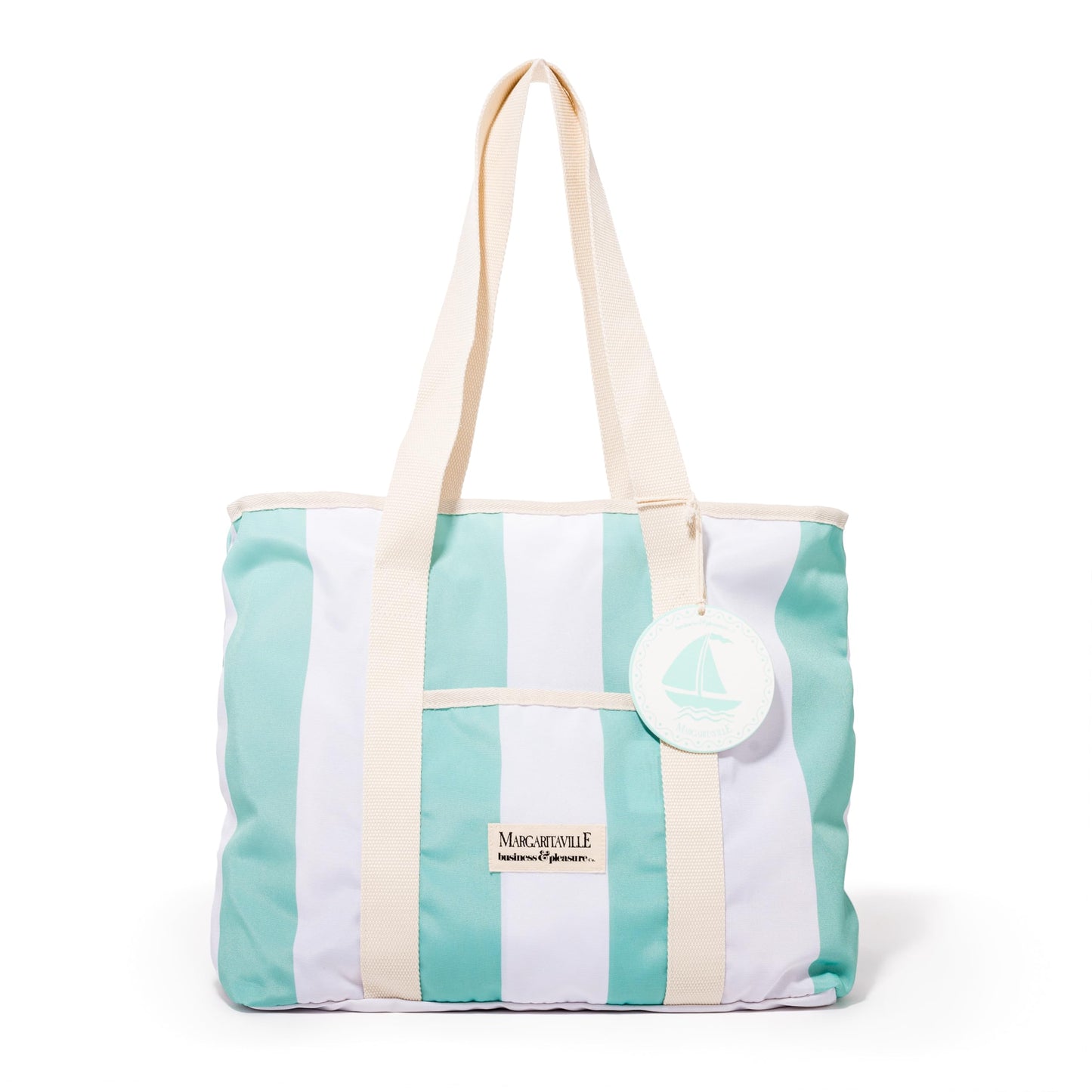 Business & Pleasure Co. Margaritaville Volcano Beach Bag - Last Mango Green Stripe
