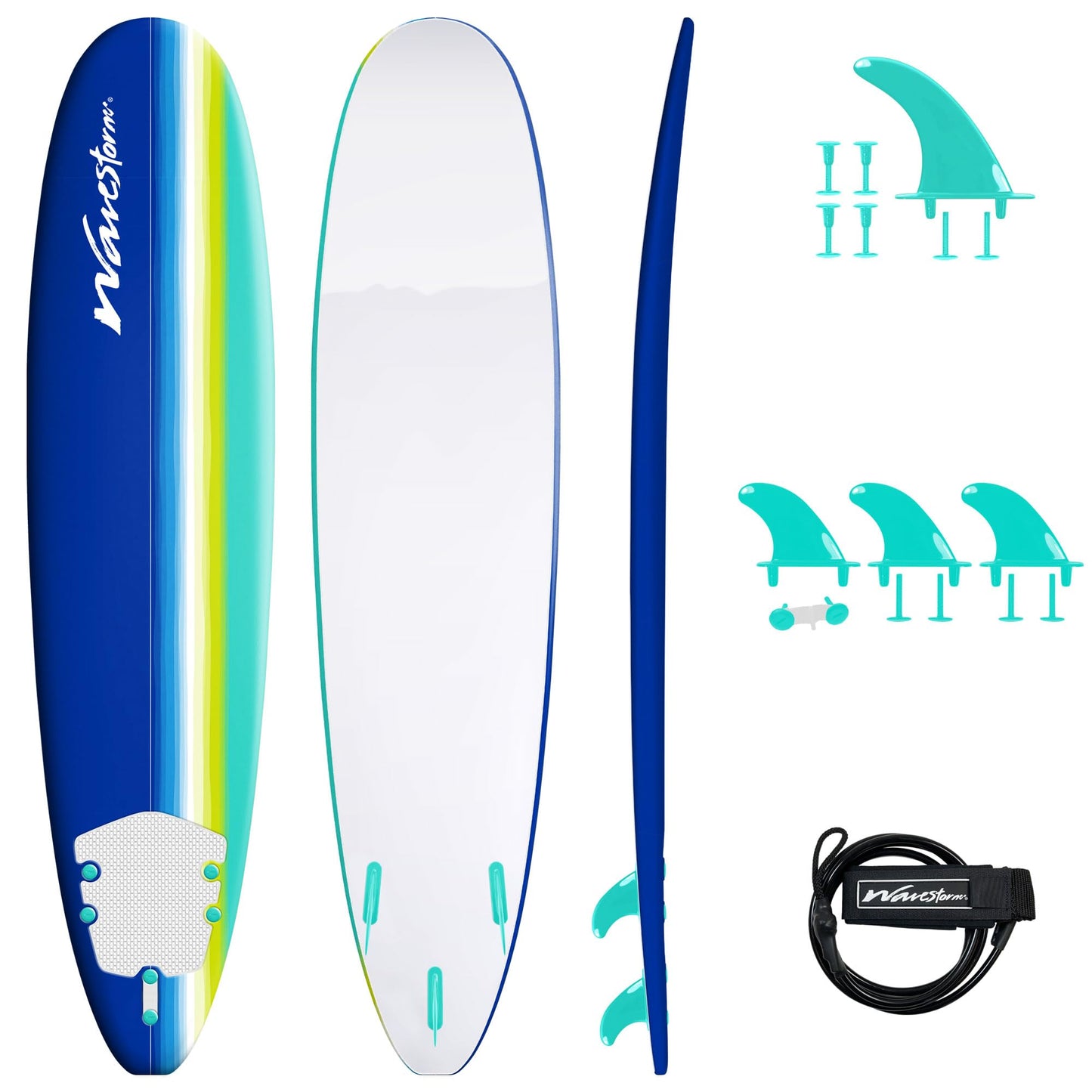WAVESTORM 8ft Premium Classic Longboard Surfboard,BLT,8 Feet x 22.5 Inch x 3.25 Inch