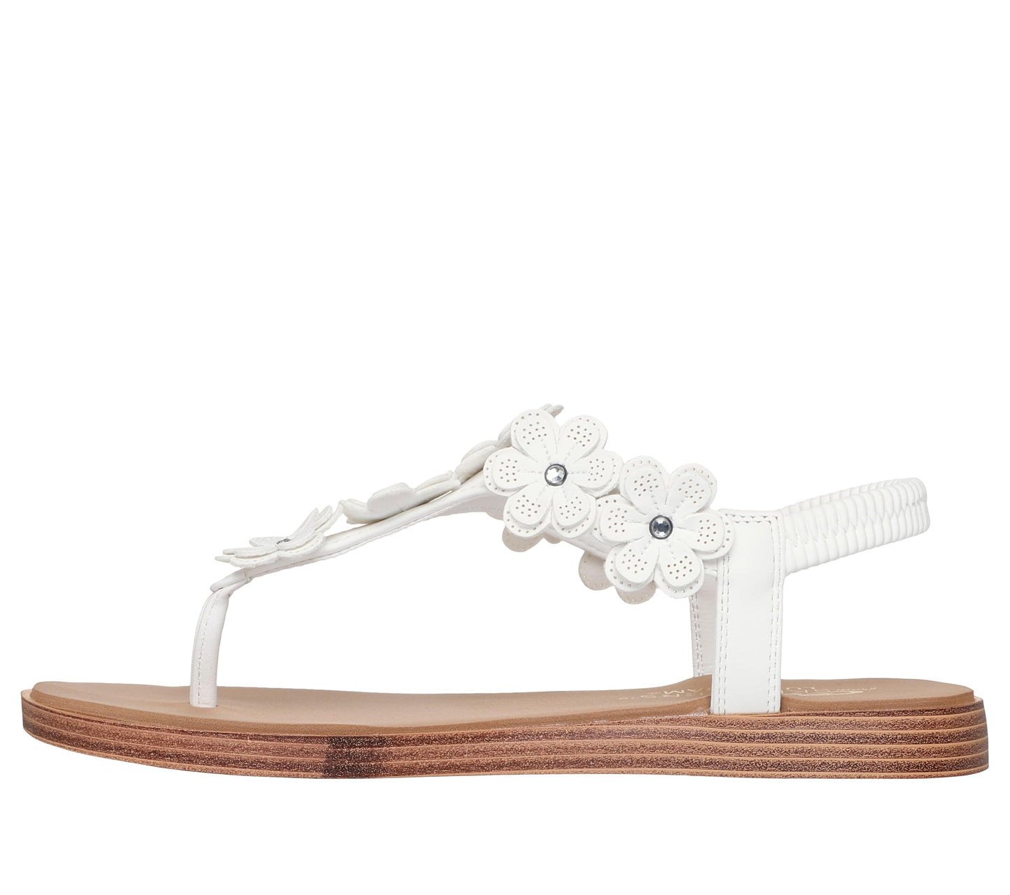 Skechers Women's SUMMER COVE - BEACH BLOOM, Flower Rhinestone Slingback, Off White, 11M