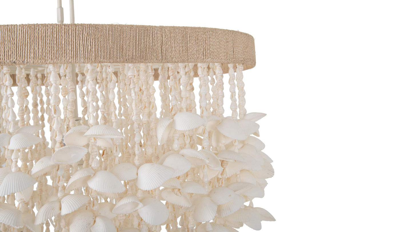 KOUBOO Seashell Ceiling Chandelier, Modern & Clamrose Shells Chandeliers & Ceiling Lights - Farmhouse, Crystal Fixtures for Bedrooms, Dining Rooms, Living Spaces, White