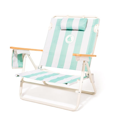 Business & Pleasure Co. Margaritaville Manana Backpack Beach Chair Lay Flat Reclining, Lightweight & Portable, Insulated Cooler Pocket, Last Mango Green Stripe