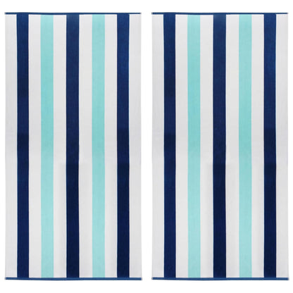 COTTON CRAFT Oversized XL Beach Towel - 2 Pack 39 x 68 inches Big & Huge Beach Blanket Towel - 100% Cotton Velour Thick Plush 450 GSM Super Soft Luxury - Pool Picnic Bath Towel - Cabana Stripe Blue