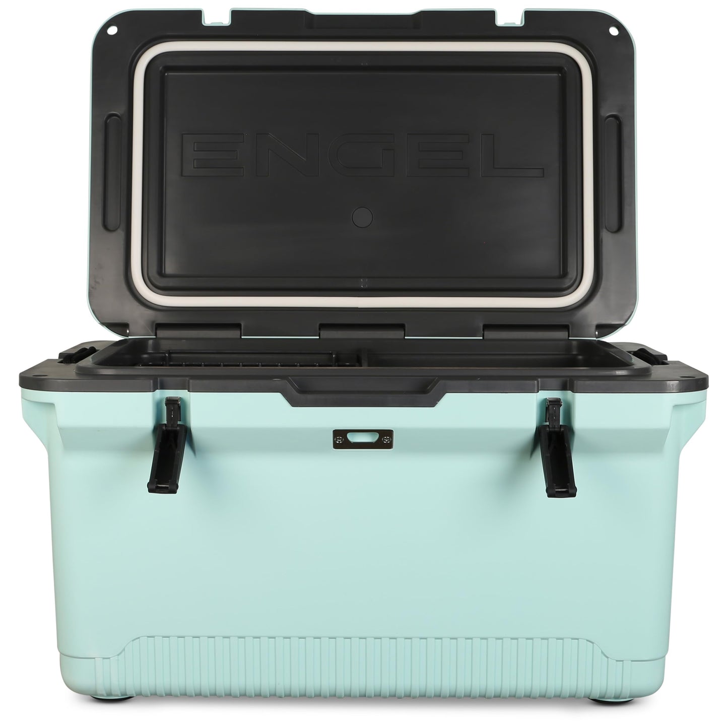 ENGEL 60 QT Ultra-Light Injection Molded Cooler - Ice Chest Keeps Ice up to 7 Days - Large Cooler Includes Wire Basket, Divider and Built-in Bottle Opener - Seafoam with Dark Grey Interior (Seafoam)