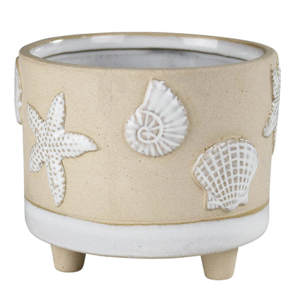 HomArt Seashell Cachepot, 5-inch Diameter, Ceramic