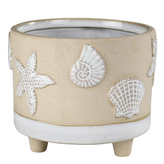 HomArt Seashell Cachepot, 5-inch Diameter, Ceramic