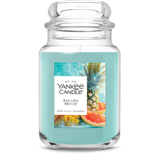 Yankee Candle Bahama Breeze, Scented Candle, 22oz Large Jar with up to 150 Hour Burn Time, Giftable, Birthdays