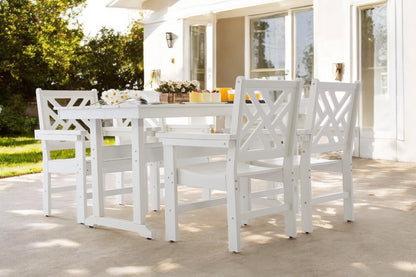 AXMOLM 5 Piece HDPE Outdoor Dining Set for 4, Patio Dining Furniture Set with Umbrella Hole, Outdoor Table and Chairs for Garden, Poolside, Backyard, Deck