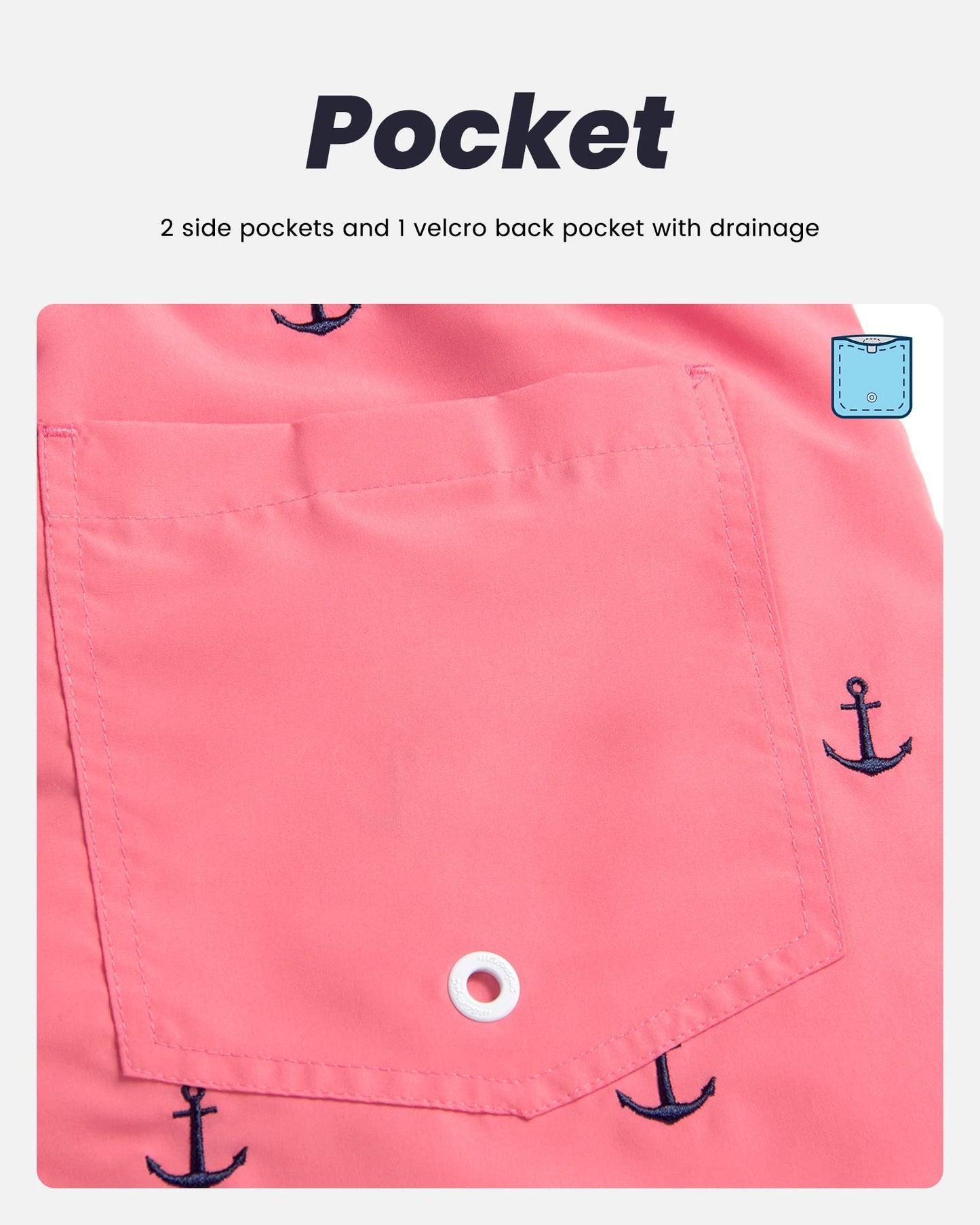 MaaMgic Mens Quick Dry Anchor Swim Trunks with Mesh Lining Swimwear Bathing Suits,Red-glm009,Medium