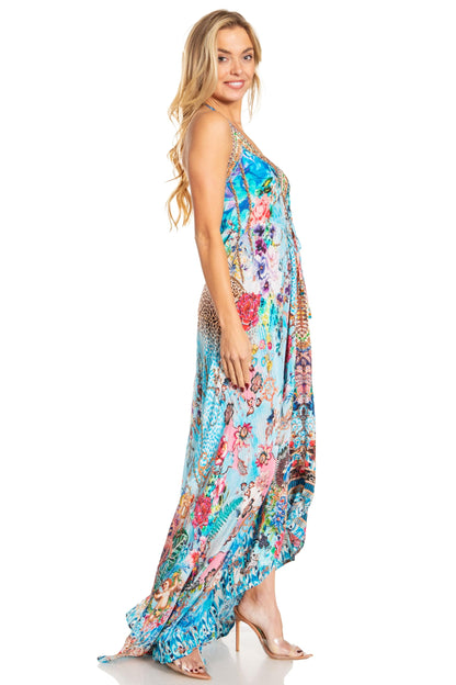 Sakkas 1817-25 - Lizi 2025 Womens Maxi High-Low Halter Handkerchief Long Dress Beach Party - 628 - OS