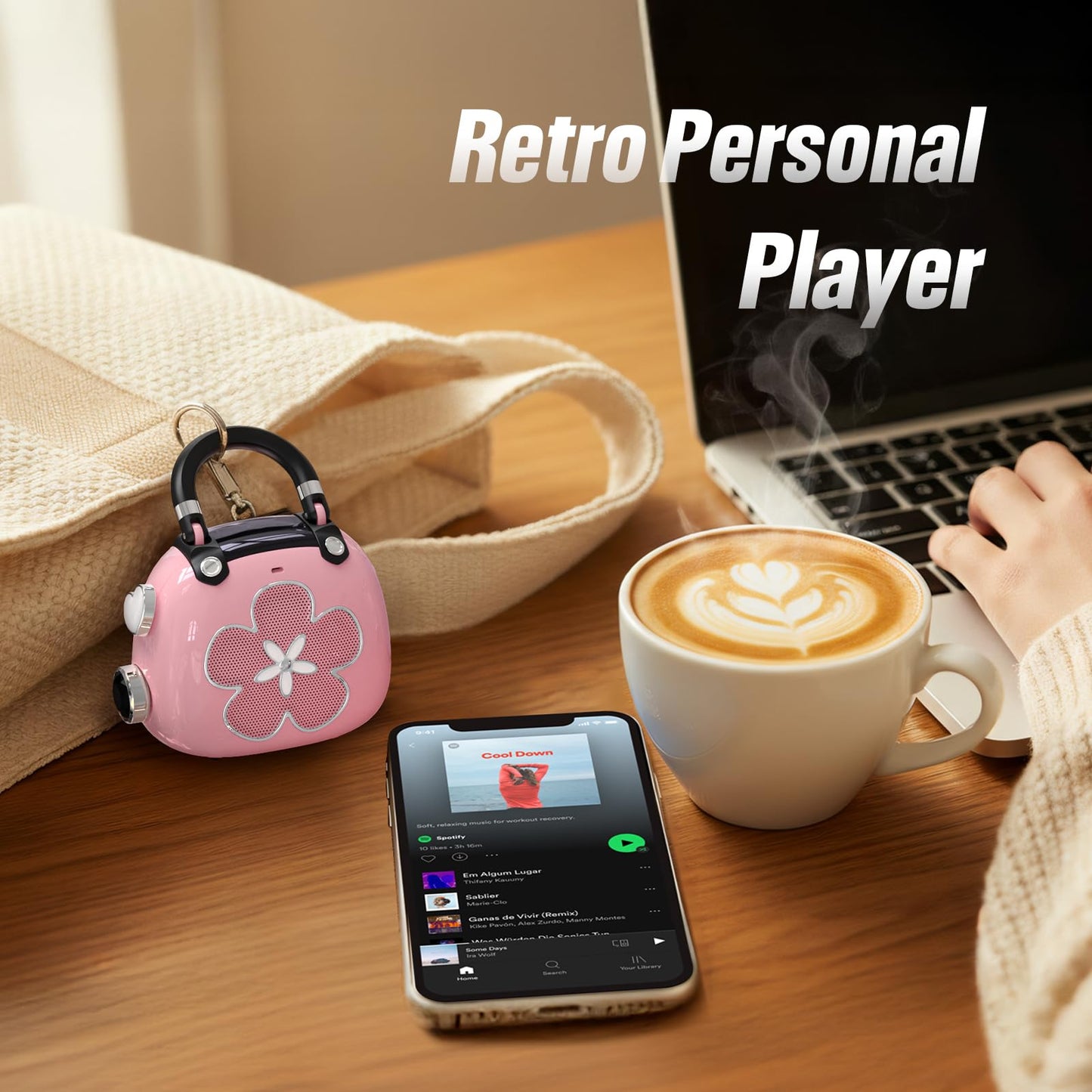 DOSS Candy 2-in-1 Mini Bluetooth Speaker & Cute Bag Charm with Loud Sound - A Perfect Fusion of Impressive Sound and Fashion Charm, Crafted to Surprise Women, Girlfriend, Wife, BFF, Teens-Light Pink