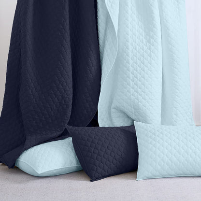 HORIMOTE HOME Quilt King Size Aqua Blue, Lightweight Quilt for Summer, Ultra-Soft Microfiber Modern Style Quilted Clouds Pattern Bedspread Quit Set 3 Pieces(1 Quilt and 2 Pillow Shams)
