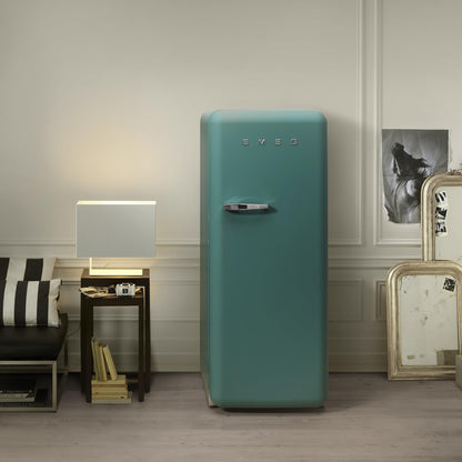Smeg Retro Style FAB28 50s Style Refrigerator, Right Hinge, Matte Jade – 9.93 Cu. Ft. – Made in Italy
