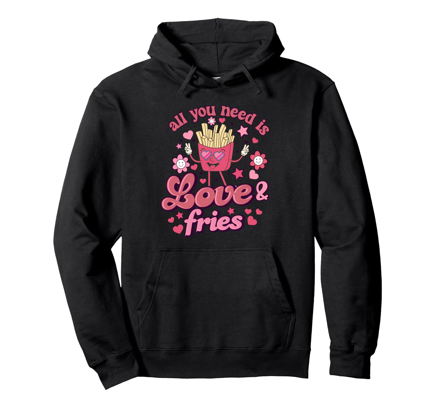 All You Need Is Love & Fries Retro Valentine Pullover Hoodie