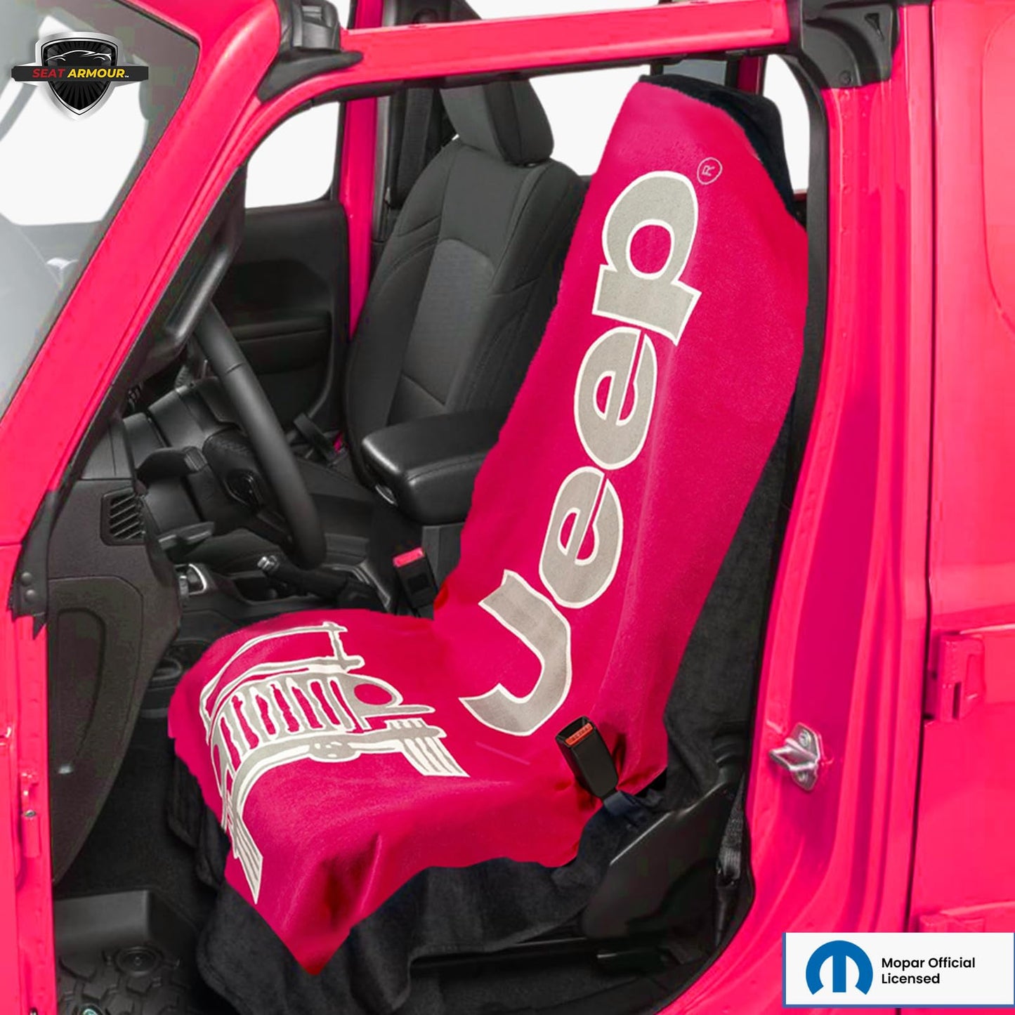 Seat Armour Jeep Seat Towel - Universal Fit Soft Machine Washable Jeep Towel - Easy Install, Multipurpose Towel2Go Seat Cover for Jeep - Pink
