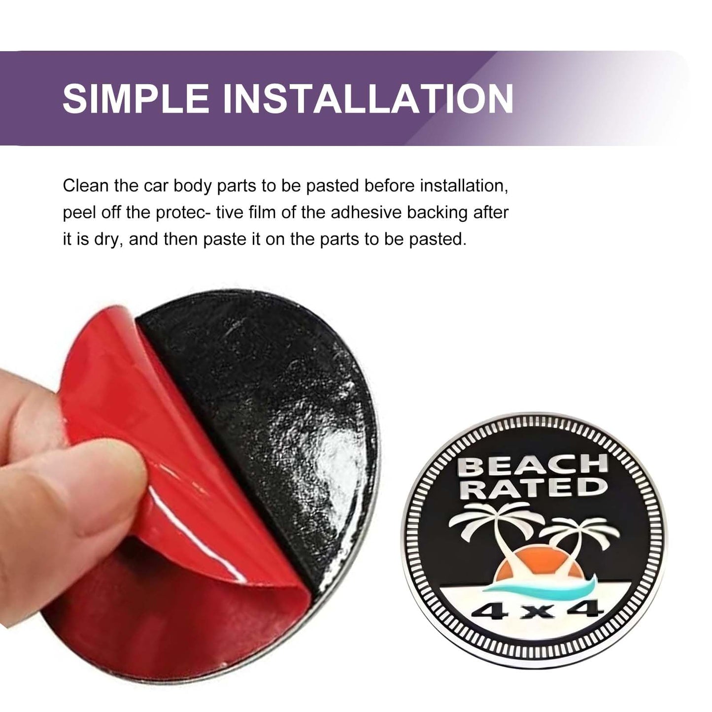 Beach Badge Rated Car Emblem, 3D Round Emblem Decals, 4 x 4 Car Badge Decals Stickers, Automotive Exterior Accessories, Compatible with Jeep Wrangler Vehicles Trucks SUV