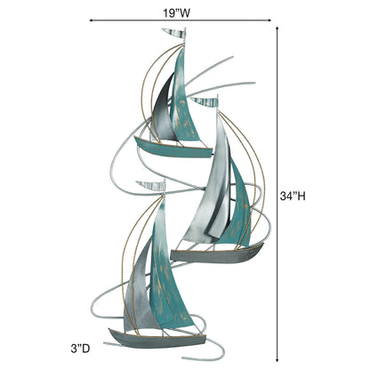 Touch of Class Afternoon Regatta Sailboat Vertical Metal Wall Art