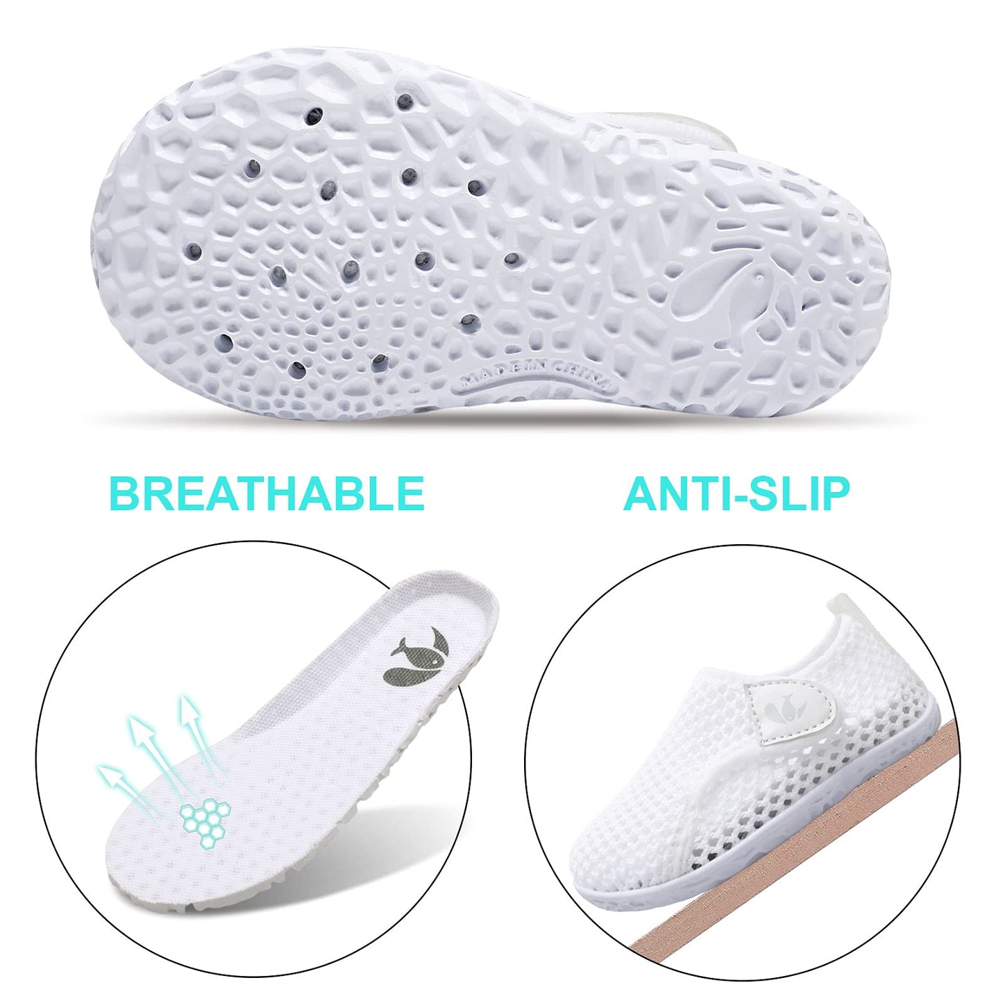 FEETCITY Baby Water Shoes Breathable Mesh Running Sneakers Beach Aqua Socks for Kids Boys Girls 12-18 Months Infant