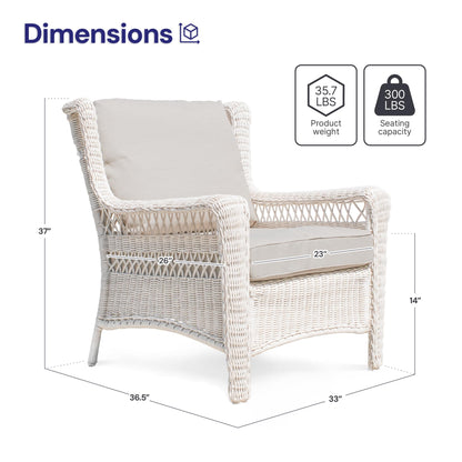 Krikacy Park Meadow Outdoor Club Chair All-Weather HDPE Wicker Patio Lounge Seating with 4inch Taupe Beige Cushions