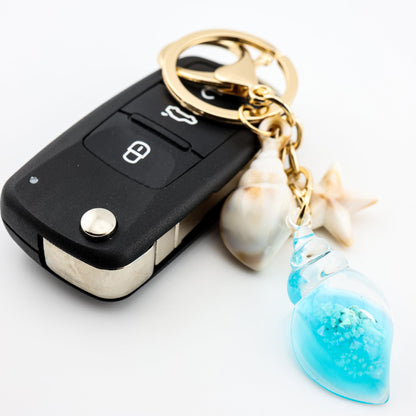 MyfavoriteK Seashell Keychain Purse Charm for Women Girls Tote Bag Backpack Accessory Cute Beach Key Chain (Turquoise)