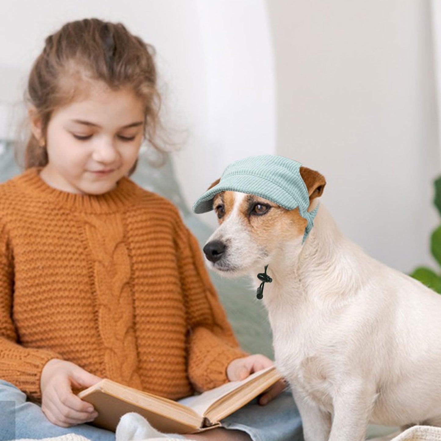 Dog Baseball Cap, Dog Cat Summer Beach Visor Hat with Ear Holes, Adjustable Puppy Sunbonnet Headdress (Green, Small)