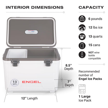 Engel UC13 13 Quart Leak-Proof, Air Tight, Drybox Cooler and Small Hard Shell Lunchbox for Men and Women in Seafoam