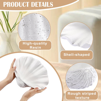 GUSHBIN Resin Seashell Decorative Bowl for Home Decor Key Bowl for Entryway Table Catch All Bowl for Candy Makeup Jewelry Display Holder, White