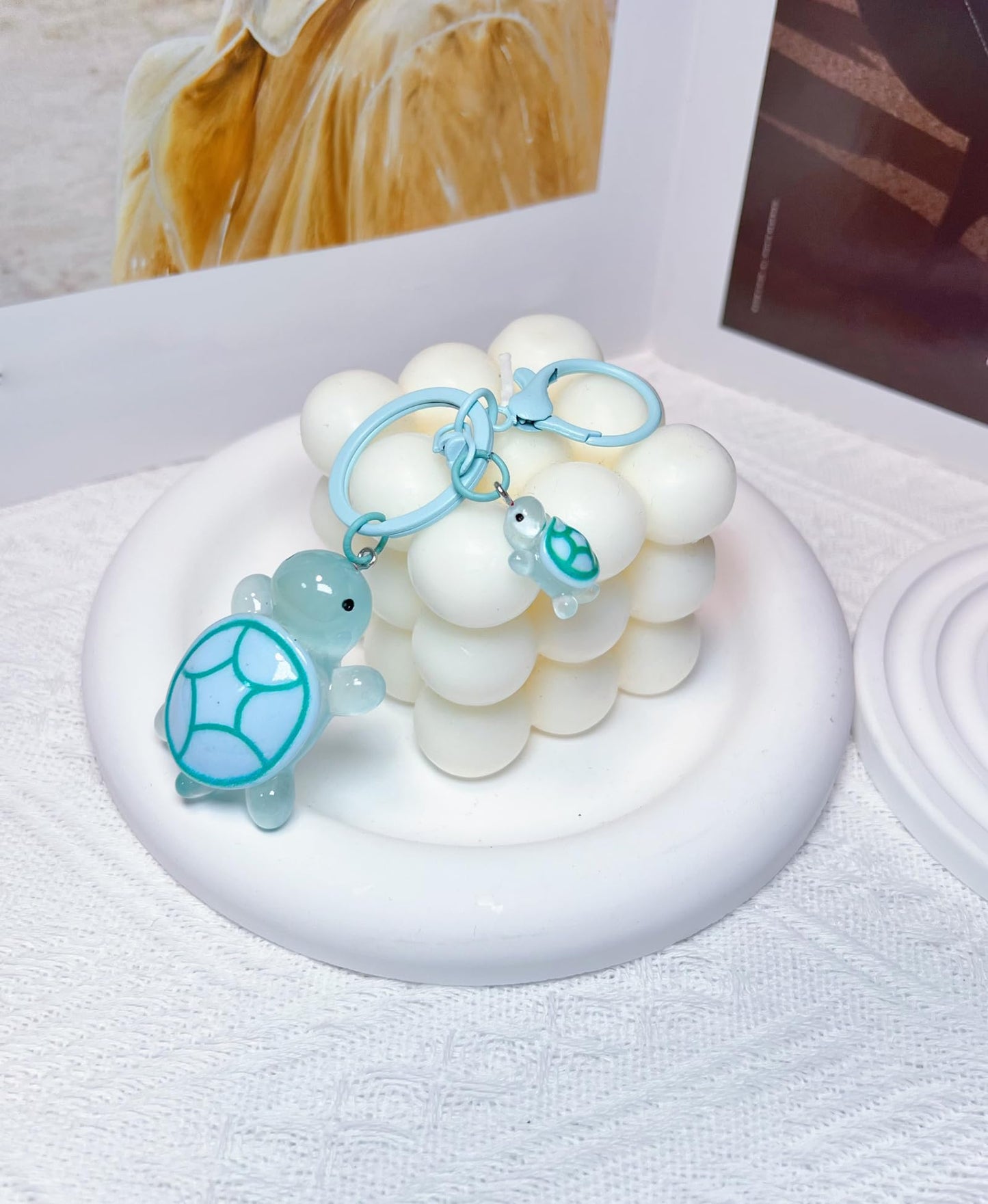 LAEKOU Cute Turtle Design Keychain for Women, Aesthetic Bag Charms Keychains Accessories, Key Chain Charm for Car Purse Backpack