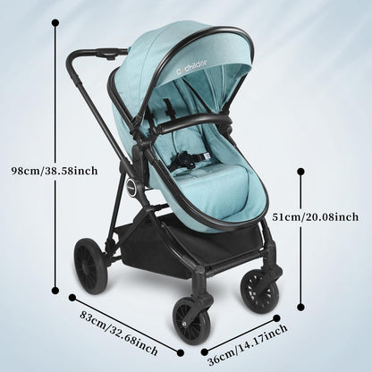 Cochildor Lite 2.0 Baby Stroller with Newborn Mode, 2-in-1 Foldable Infant Stroller with Reversible Seat and UPF 50+ Canopy