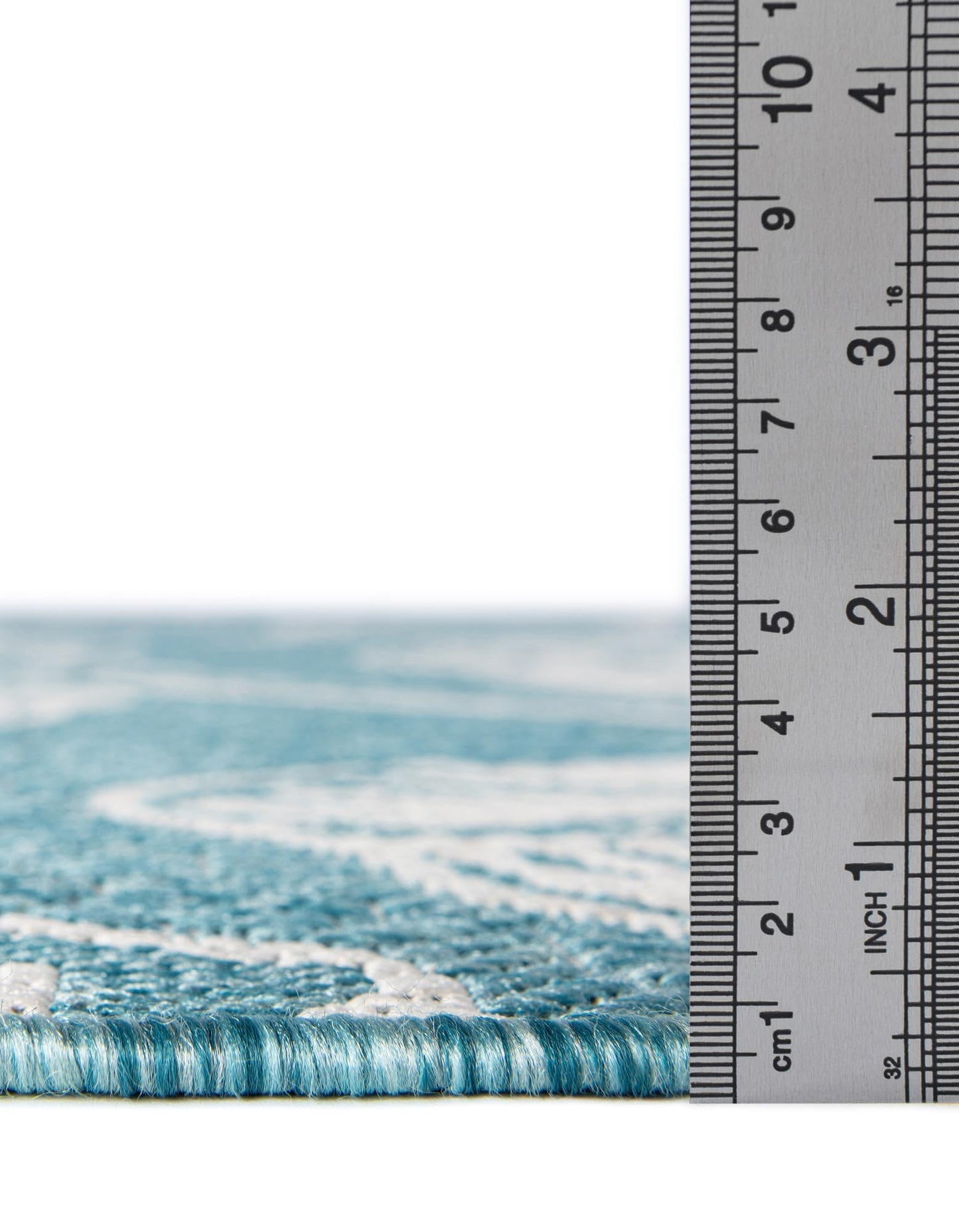 Rugs.com Outdoor Coastal Collection Rug – 10 Ft Round Aqua Flatweave-Pile Rug Perfect for Kitchens, Dining Rooms