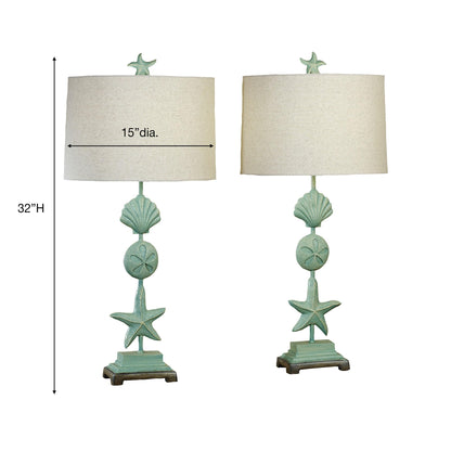 Touch of Class Cape Coral II Coastal Table Lamp Blue | Ocean Themed Decor for Beach House | Nautical Style Lighting for Bedroom, Living Room, Office Desk, Tabletop