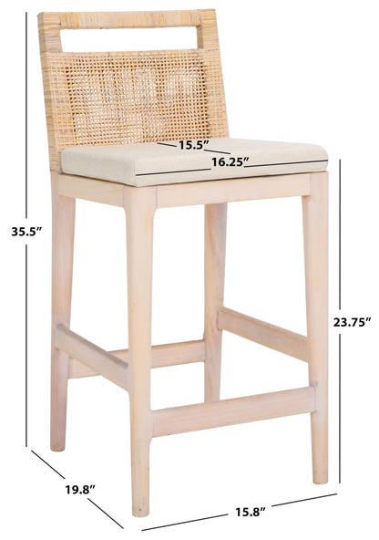 SAFAVIEH Home Collection Darin 24-inch Natural White Wash/White Cushion Counter Stool (Fully Assembled)