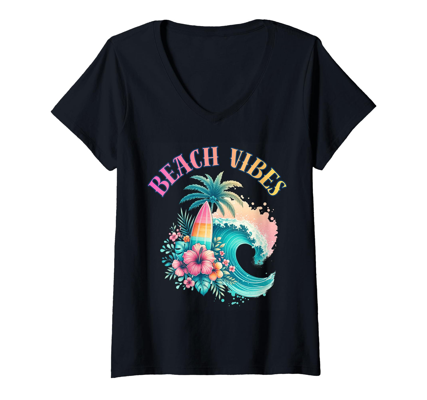 Women's Beach Vibes V-Neck T-Shirt