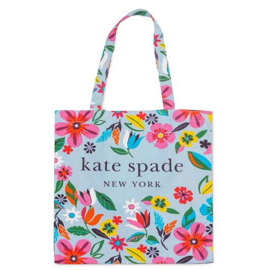 kate spade new york Cute Canvas Tote Bag for Women, Canvas Beach Bag, Book Tote with Pocket for Mother's Day, Safari Floral