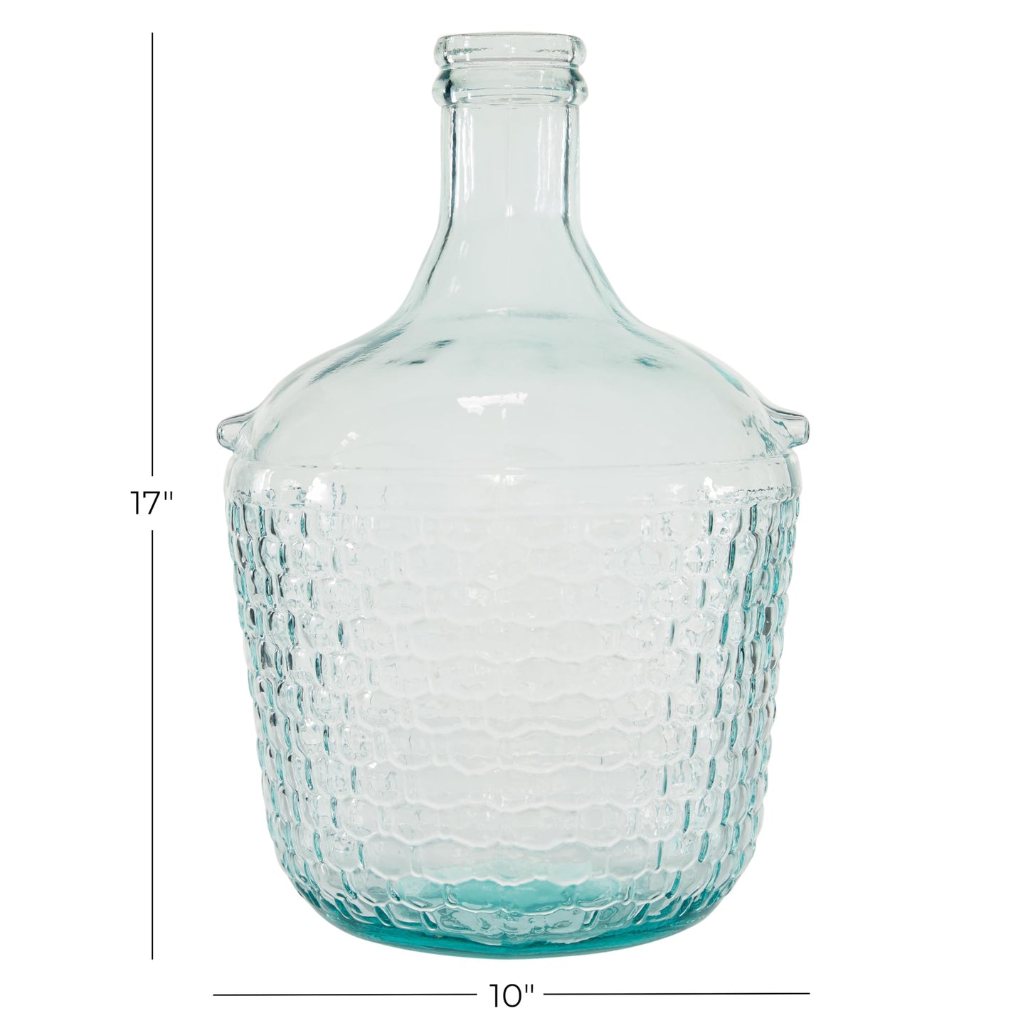 Deco 79 Recycled Glass Decorative Vase Spanish Bottle Centerpiece Vase with Bubble Texture, Flower Vase for Home Decoration 10" x 10" x 17", Blue
