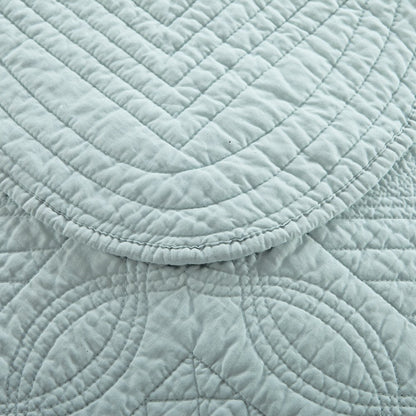 Calla Angel Sage Garden Luxury Pure Cotton Quilt, King, Light Aqua