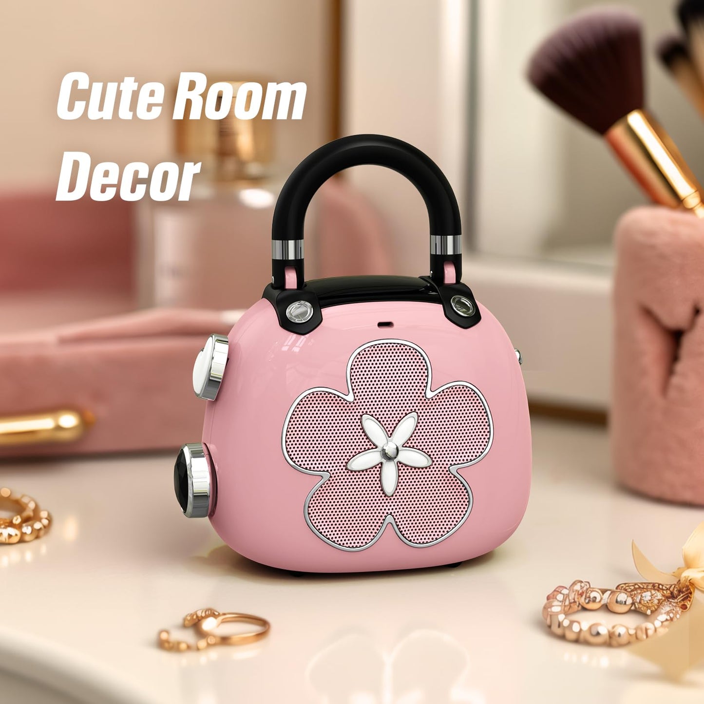 DOSS Candy 2-in-1 Mini Bluetooth Speaker & Cute Bag Charm with Loud Sound - A Perfect Fusion of Impressive Sound and Fashion Charm, Crafted to Surprise Women, Girlfriend, Wife, BFF, Teens-Light Pink