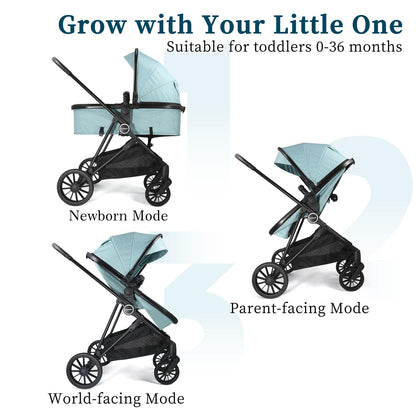 Cochildor Lite 2.0 Baby Stroller with Newborn Mode, 2-in-1 Foldable Infant Stroller with Reversible Seat and UPF 50+ Canopy