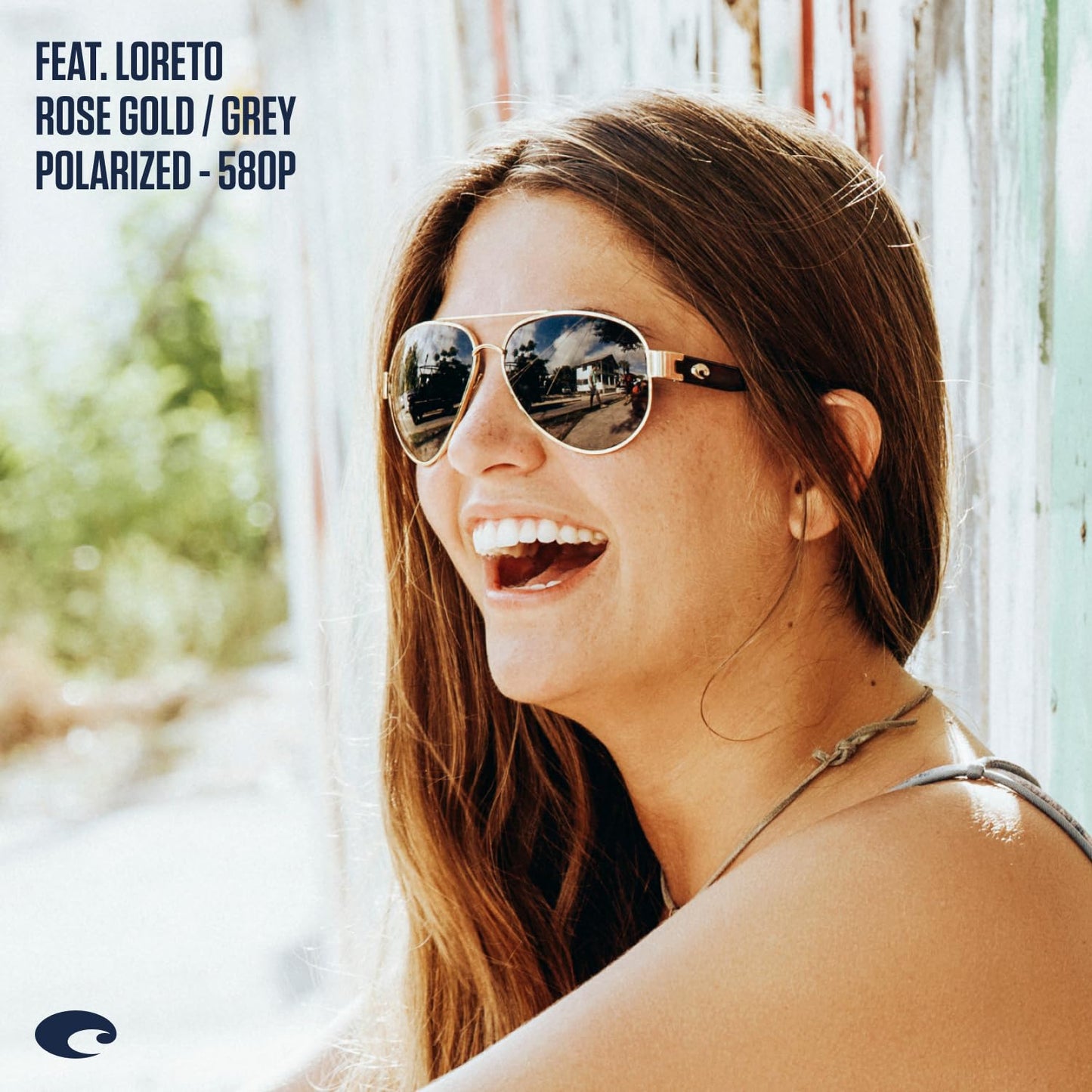 Costa Del Mar Polarized Sunglasses Womens - Loreto Aviator Designer Sunglasses for Women with 100% UV Protection - Size 56 - Palladium/Blue Mirror 580P