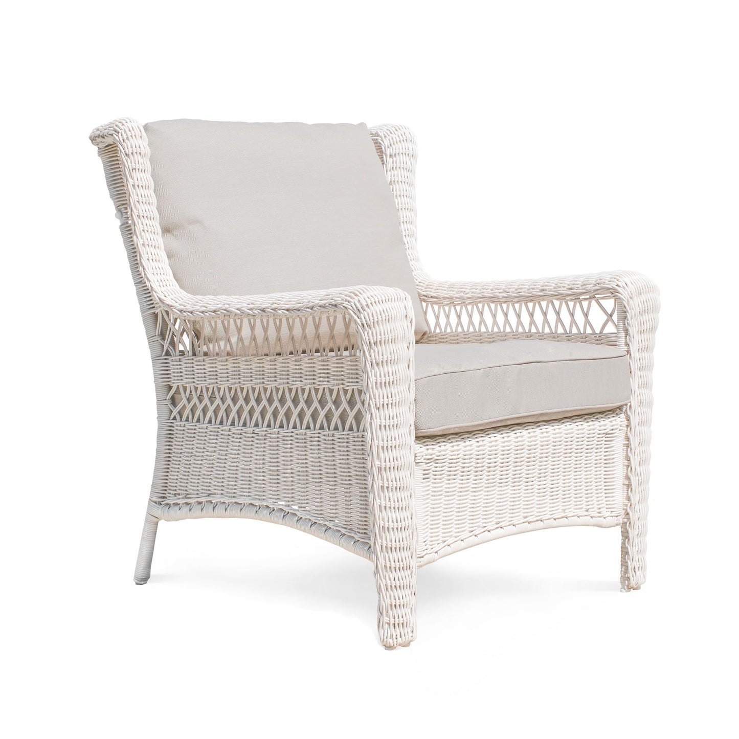 Krikacy Park Meadow Outdoor Club Chair All-Weather HDPE Wicker Patio Lounge Seating with 4inch Taupe Beige Cushions
