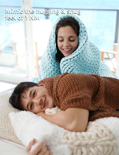 YnM Chunky Throw Blanket, Medium-Weight, Hand Knitted, Skin Friendly, Ventilated and Breathable, Machine Washable, Home Décor Piece for Couch, Sofa and Bed (Aqua Blue, 60x80 Inch)