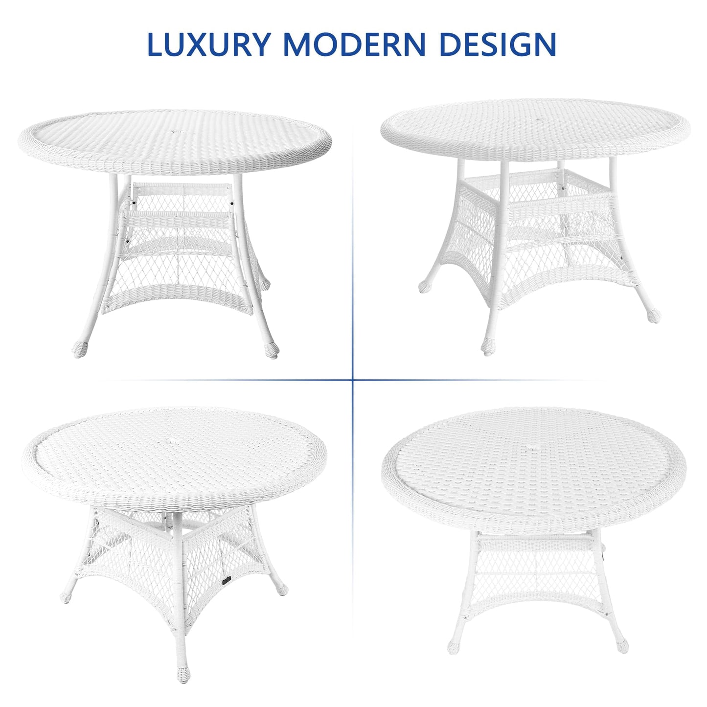 Jeco 5 Piece Wicker Outdoor Dining Set, White