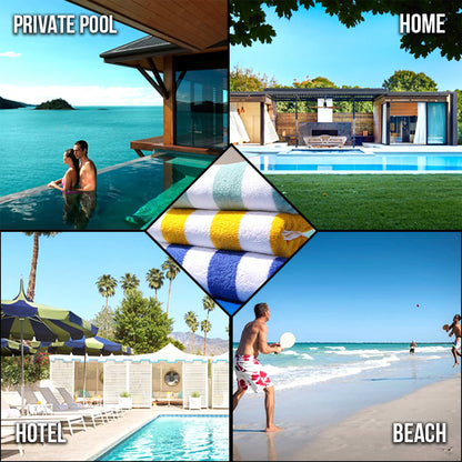 Green Cabana Stripe Extra Large Bulk Beach Towels 33x70 (24 Pack) - 100% Soft Ringspun Cotton Pool Towels Bulk - 2 Dozen Wholesale Beach Towels - Highly Absorbent Large Towels for Hotels, and Resorts