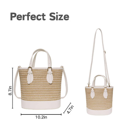 Trendy Women’s Straw Bucket Bag Straw Crossbody Bags For Women Summer Beach Clutch Travel Top-handle Shoulder Purse 2026