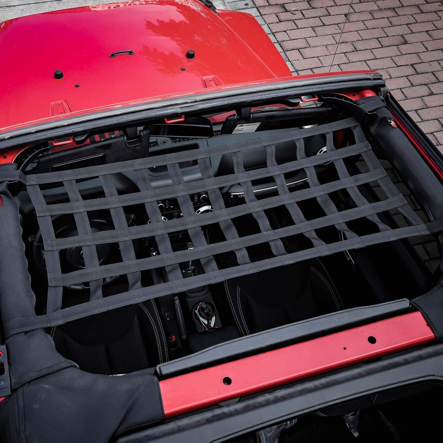 Mesh Cargo Net Hammock Roof Top Netting Hammock for Jeep Wrangler YJ TJ JK JKU JL JLU JT & Gladiator JT Accessories1987-2024 (Black)