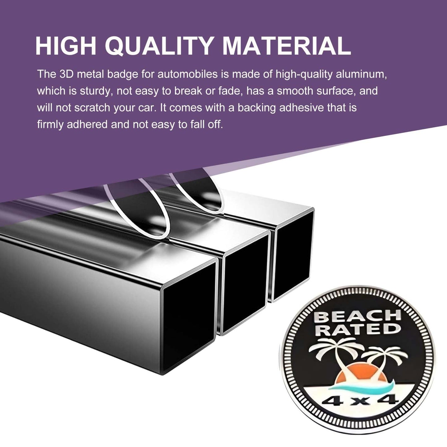 Beach Badge Rated Car Emblem, 3D Round Emblem Decals, 4 x 4 Car Badge Decals Stickers, Automotive Exterior Accessories, Compatible with Jeep Wrangler Vehicles Trucks SUV