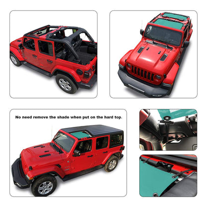Shadeidea Sun Shade Top for Jeep Wrangler JL Unlimited (2018-2023) 4 Door Front and Rear 2 piece-Tiff Blue Mesh Screen Sunshade JLU Top Cover UV Blocker with Grab Bag- 10 Year Warranty