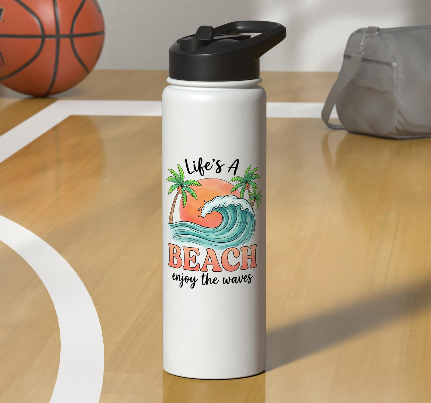 Beach Life Tropical Stainless Steel Insulated Water Bottle
