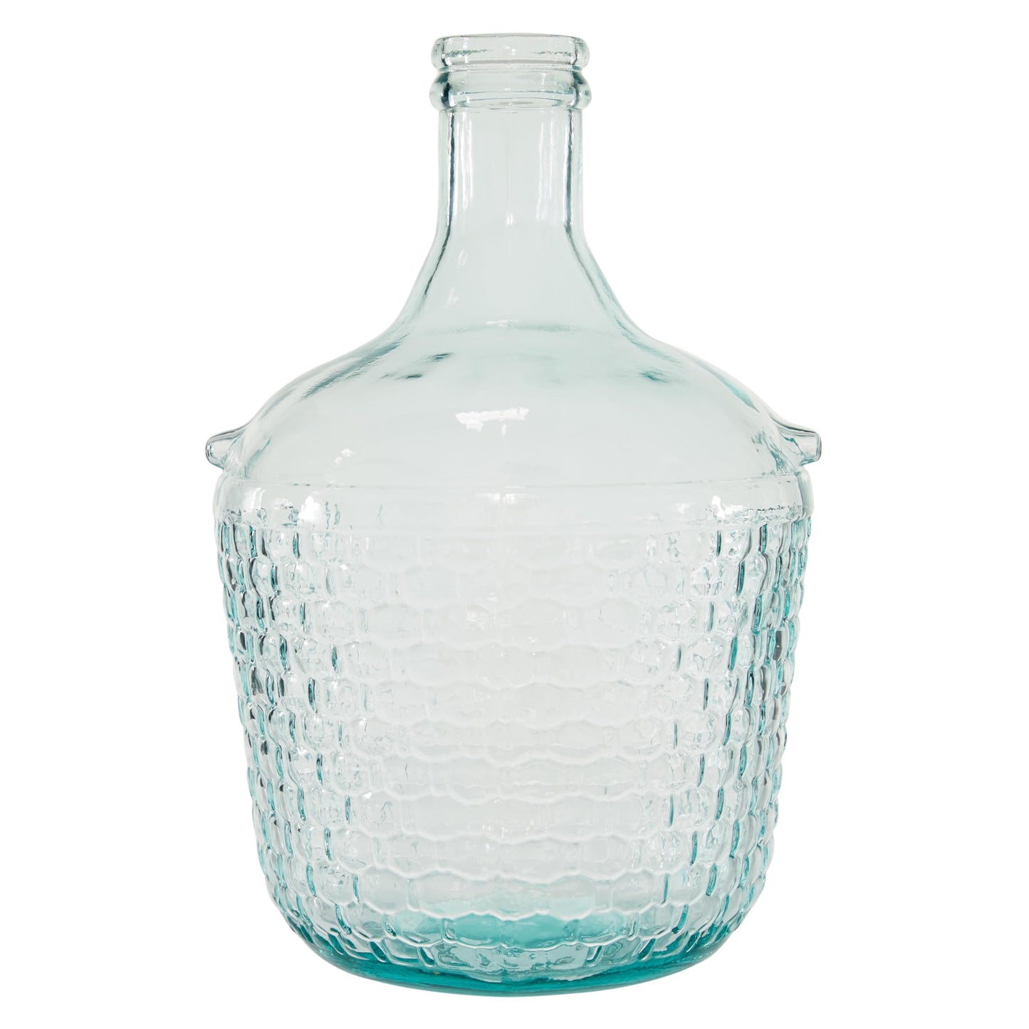 Deco 79 Recycled Glass Decorative Vase Spanish Bottle Centerpiece Vase with Bubble Texture, Flower Vase for Home Decoration 10" x 10" x 17", Blue