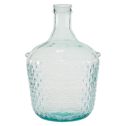 Deco 79 Recycled Glass Decorative Vase Spanish Bottle Centerpiece Vase with Bubble Texture, Flower Vase for Home Decoration 10" x 10" x 17", Blue